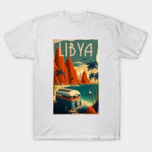 Libya Beach Vintage Travel Art Poster T-Shirt